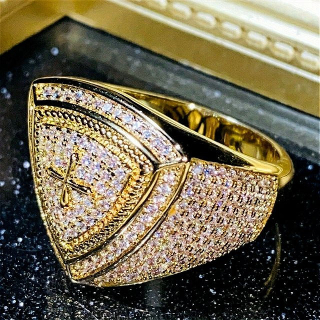 YoYo Dreiecksring, Gold, Zirkonia, Unisex - Bild 1
