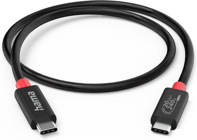 Hama USB-C-Kabel USB4 Gen2 mit E-Marker, 20 Gbit/s, 5 A, 240 W, Schwarz, Länge: 2,00 m - Bild 1
