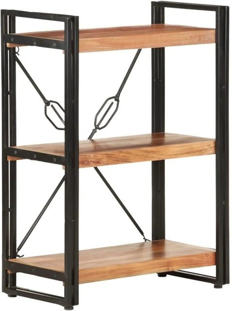vidaXL Bücherregal aus Akazie Massivholz und pulverbeschichtetem Stahl im Industriestil, Braun, B/T/H: 60 x 30 x 80 cm - Bild 1