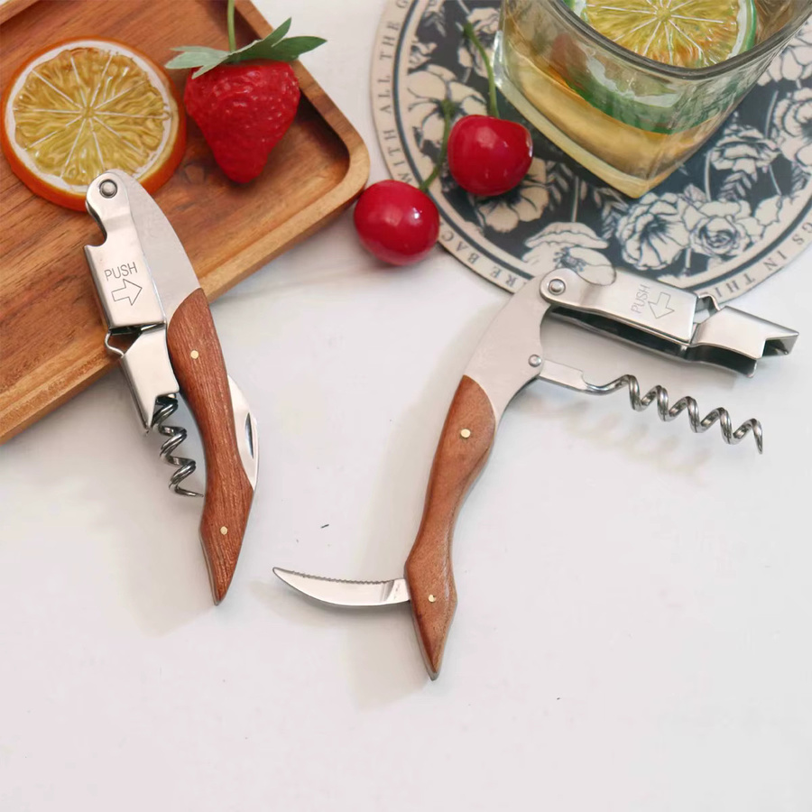 Professionelles Weinöffner-Set Waiters Friend aus Holz und Edelstahl in Braun mit Lederetui - Bild 2