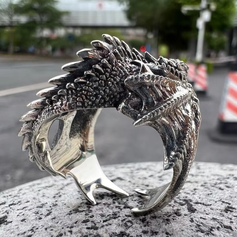 HYFAD Ring Drache, Silber, Herren, Vintage - Bild 3