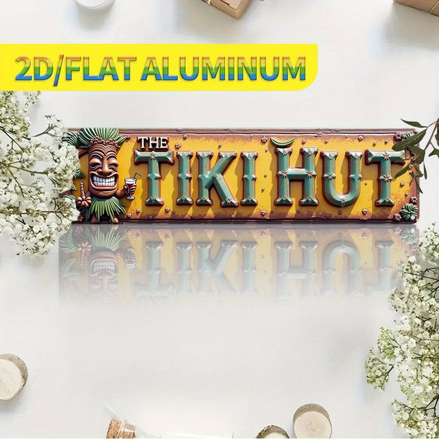 Retro Tiki Hut Metall-Wandschild CIFBUY Aluminium-Plakette für Innen- und Außenbereich, B: 10,16 cm, H: 40,64 cm, Mehrfarbig - Bild 1