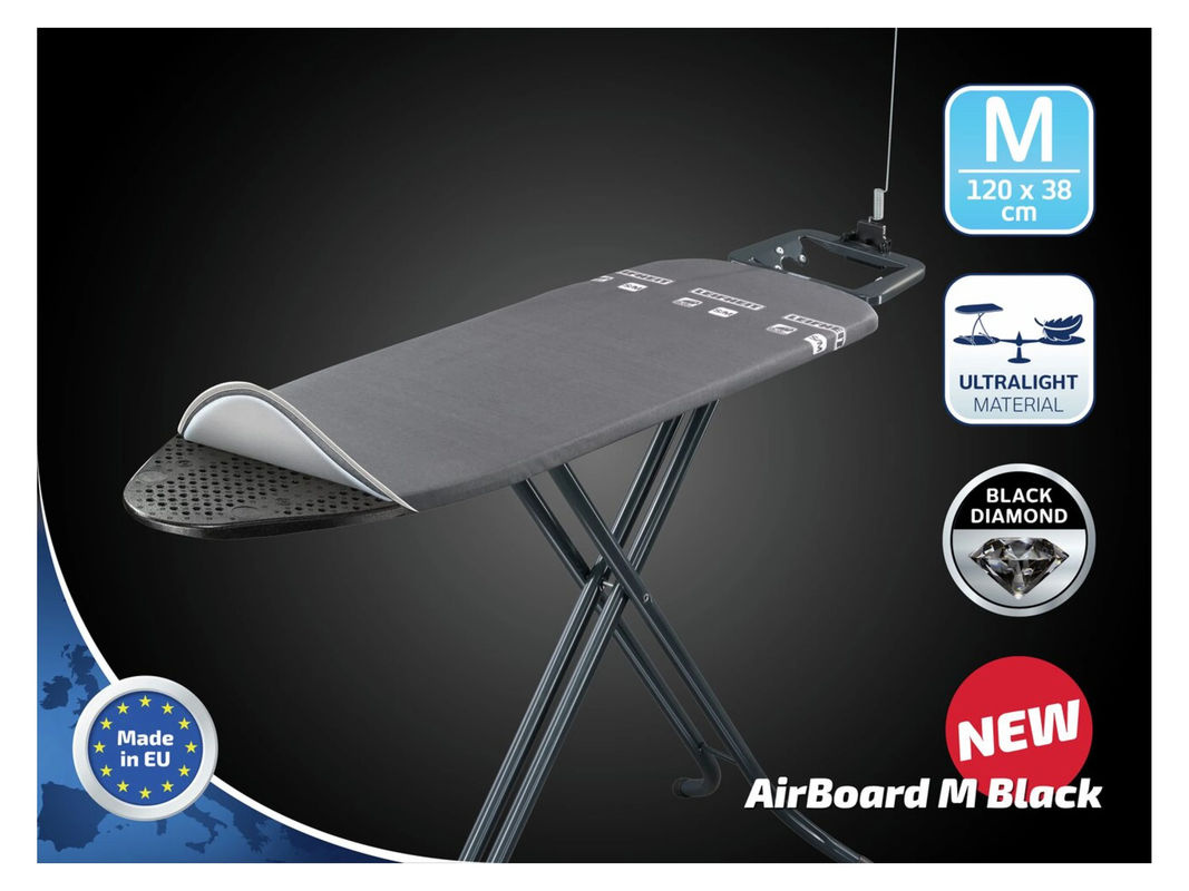 Leifheit AirBoard M Bügeltisch in Black, ultraleicht mit höhenverstellbarer Platte und Bügeleisenablage, B/T/H: 98,0 x 40,0 x 40,0 cm - Bild 4