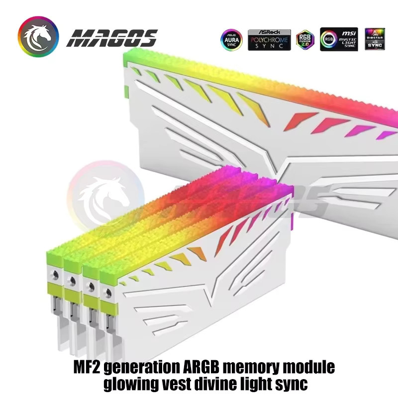 Flying Elephant ARGB Computer RAM Kühlkörper Diamond RGB Flow Style für DDR3 DDR4 DDR5, 2er Pack, Weiß/Multicolor - Bild 2