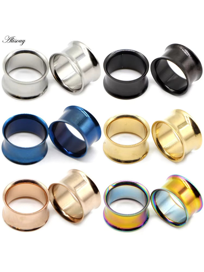 Alisouy Ohrringe Plugs, Edelstahl, Silber, Unisex, 3-25mm - Bild 4