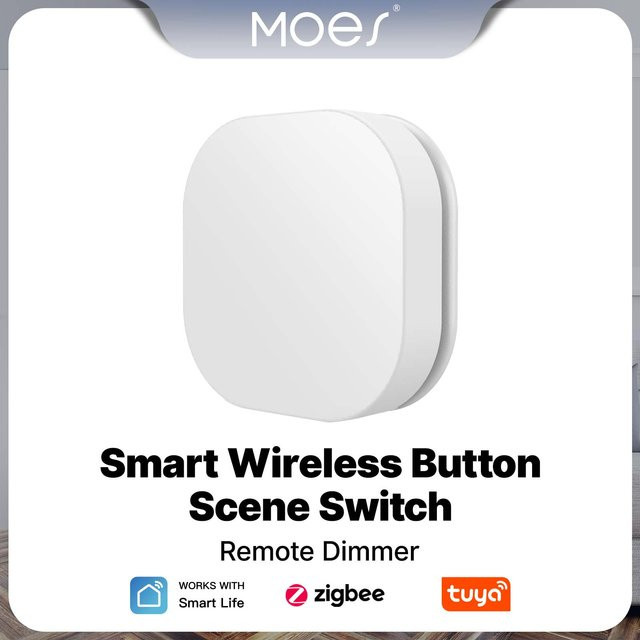 Moes Tuya ZigBee Smart Kabelloser Tastenschalter als Szenensteuerung in Weiß, Batteriebetrieben - Bild 1
