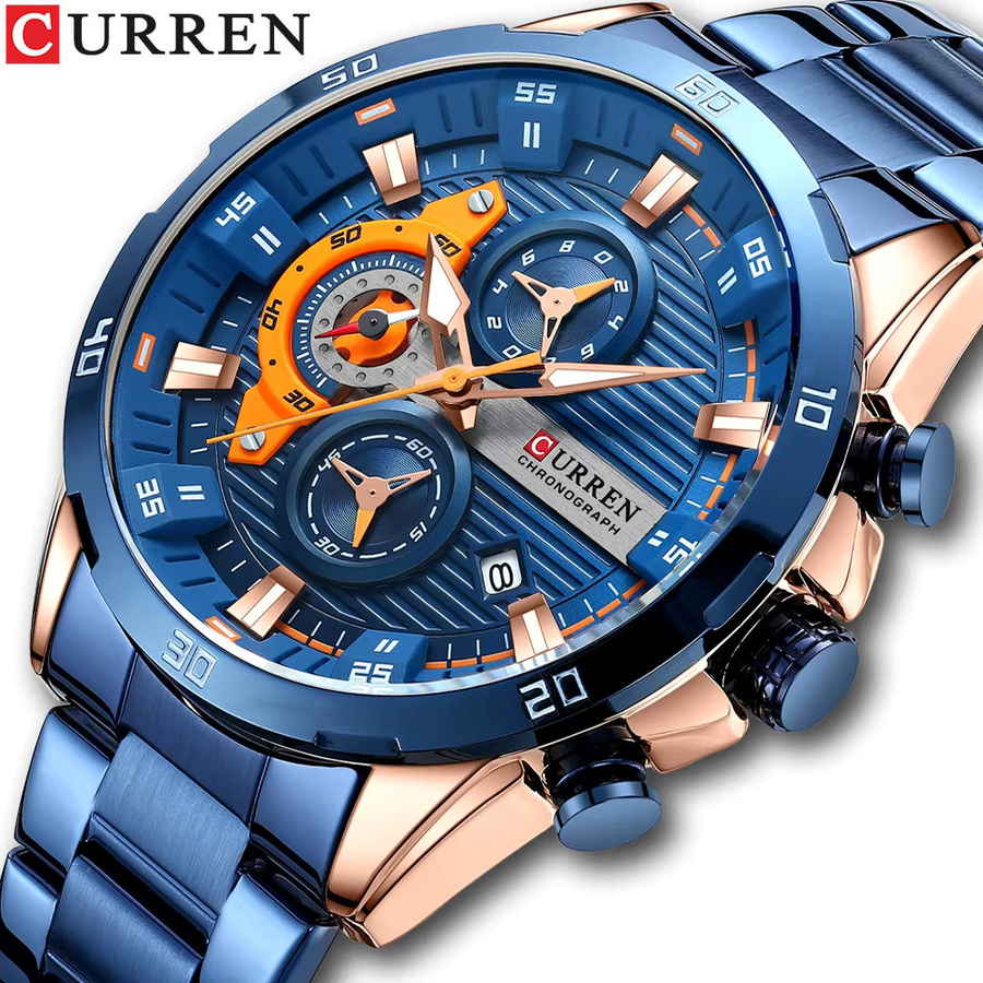 CURREN Chronograph Armbanduhr Edelstahl, Quarz, Silber, Herren - Bild 2