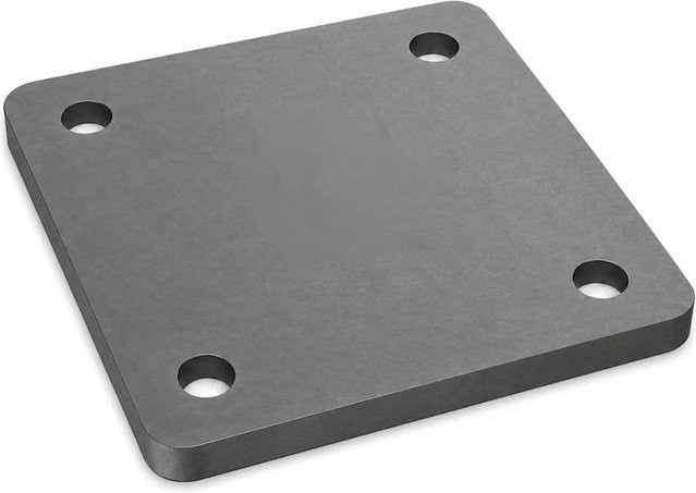 SO-TECH Anschweißplatte aus Stahl Q235 in Schwarz, B/T: 125 x 125 mm, Höhe: 6 mm, mit 4 Befestigungslöchern Ø 11 mm und abgerundeten Ecken - Bild 1