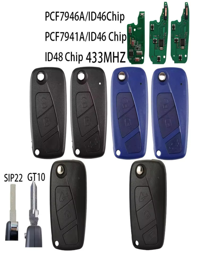 Harleson Smart Auto Schlüsselanhänger mit 433 MHz Chip und 2/3 Tasten für FIAT 500, Punto, Ducato, Stilo, Panda und Bravo - Bild 1
