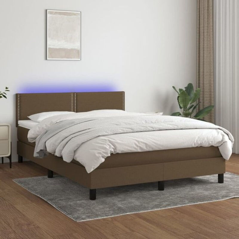vidaxl Boxspringbett mit Matratze aus Stoff in Braun B/T/H: 140 x 190 cm - Bild 1