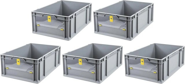 PROREGAL SparSet 5x Eurobox NextGen Insight Cover Transportboxen mit verstärkten Wänden, Gelb, H x B x T: 22 x 40 x 60 cm, 44 Liter - Bild 1