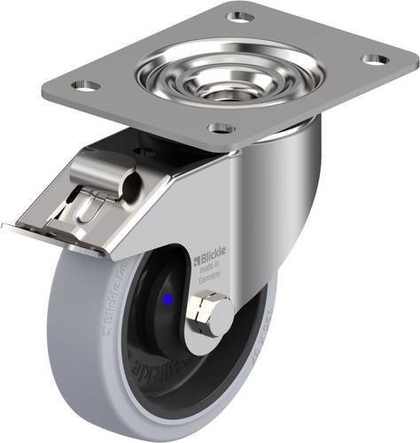 Blickle Edelstahl-Schwerlast-Lenkrolle LKX-POEV 125XKA-3-FI-SG in Silber mit 250kg Tragfähigkeit und 125mm Rad-Durchmesser - Bild 1