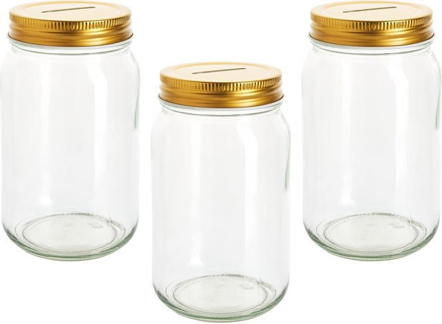 VBS Spardose Sparglas aus Glas in transparent, Tischmodell, B/T/H: 14,0 x 8,0 x 8,0 cm - Bild 1