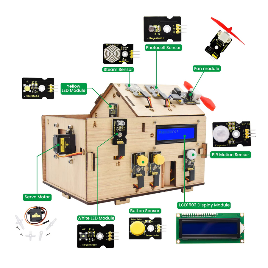 Keyes Studio Smart Home Kit für Arduino mit UnoPlus Board, Mixly und Scratch Programming, DIY House Kit, Multicolor - Bild 2