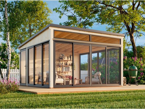Palmako Holz-Gartenhaus Saga Slide mit Pultdach aus Fichte in Natur - Bild 3