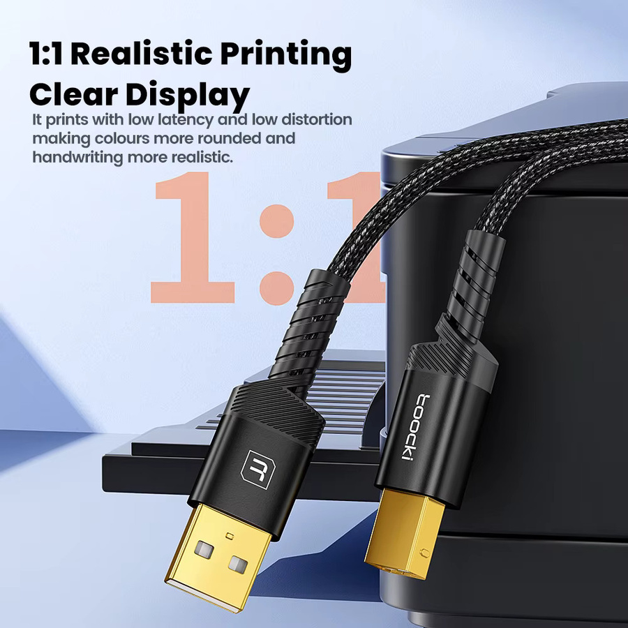 Toocki USB-Druckerkabel USB-A und USB-C auf Typ B, USB 2.0 Kabel in Schwarz - Bild 5