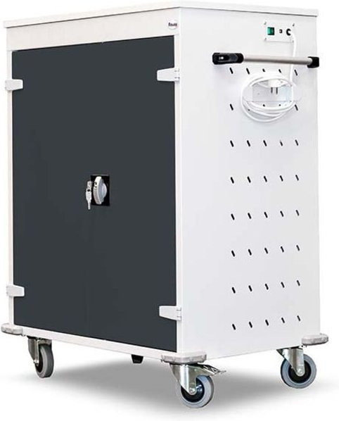 rotstahl Laptopwagen mit 16 Fächern, Korpus lichtgrau und anthrazitfarbenen Türen, B: 92 cm, H: 106 cm - Bild 1