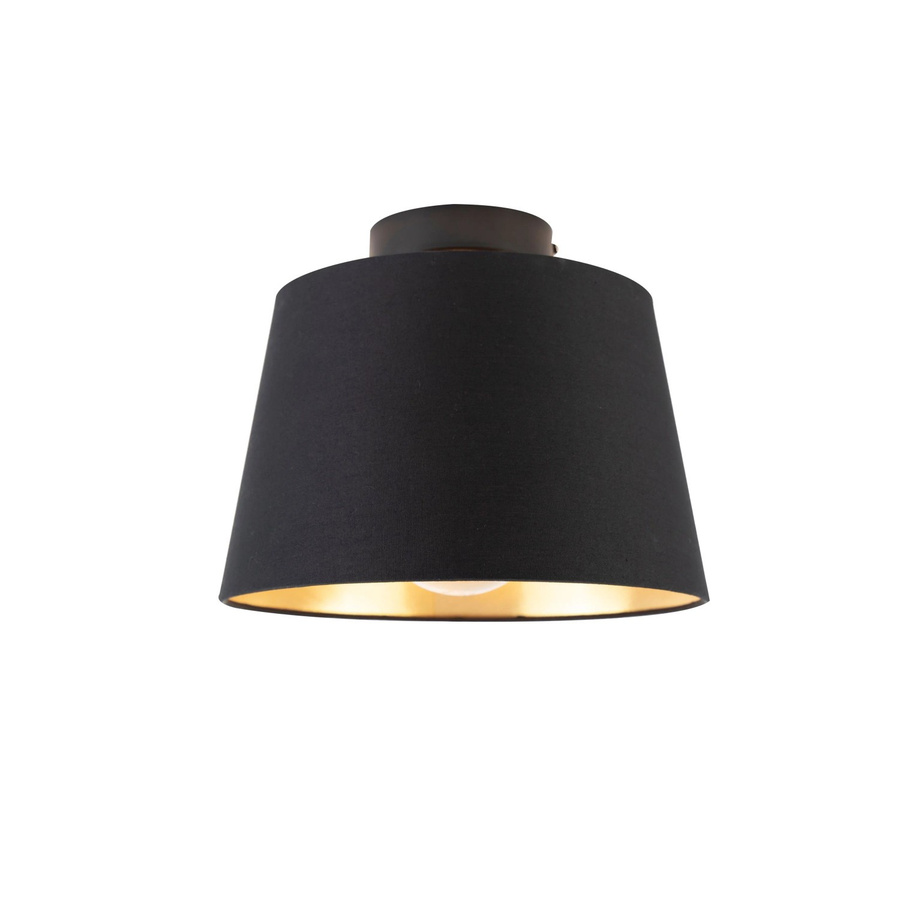QAZQA Deckenleuchte mit Baumwollschirm in Schwarz und Gold, dimmbar, E27, Durchmesser: 25 cm - Bild 2