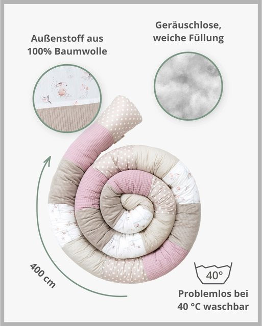 Ullenboom Nestchenschlange aus Baumwolle in Waffelpiqué und Cord, 400 cm, Rosa/Pink/Multicolor - Bild 1