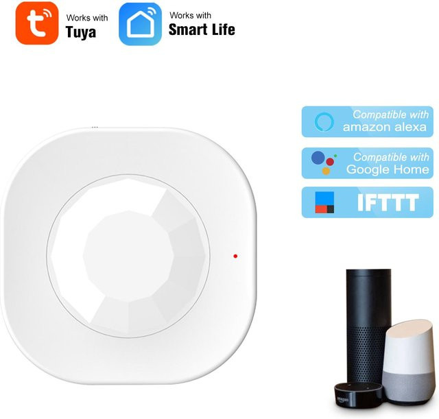 Koogeelife WIFI PIR Bewegungsmelder für Tuya App, drahtloser Infrarot-Sensor zur Einbruchsüberwachung, weiß - Bild 1