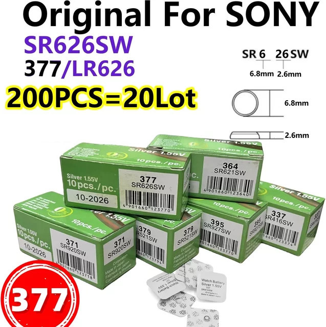 Sony SR626SW LR626 AG4 Alkaline Knopfzellen 1,55 V im 200er Pack - Bild 1