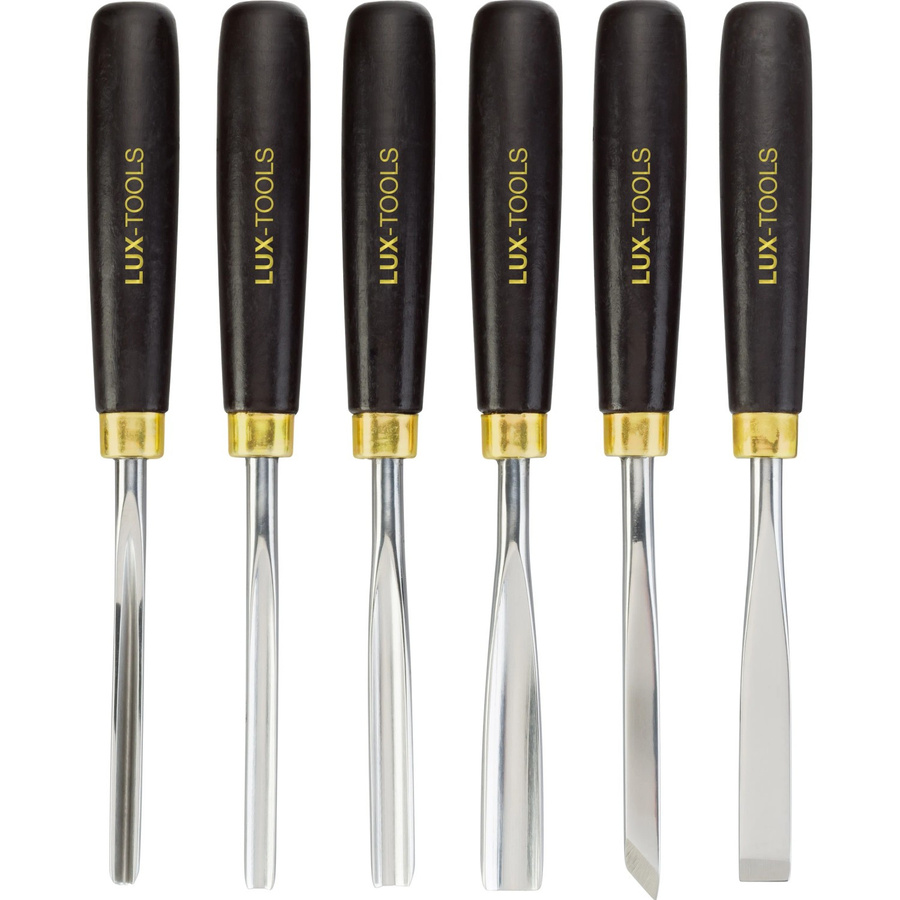 LUX-TOOLS Kerbschnitzsatz Comfort 6-teilig aus Chrom-Vanadium-Stahl in Schwarz - Bild 2