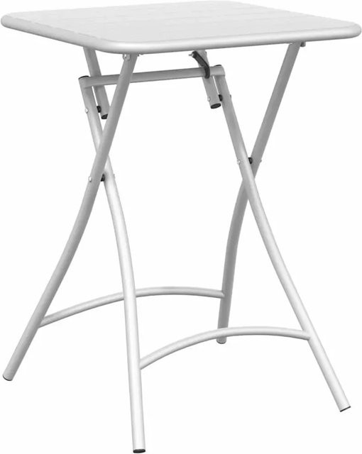 vidaXL Gartentisch aus pulverbeschichtetem Stahl in Weiß, quadratisch, B/T/H: 55 x 55 x 73 cm - Bild 1