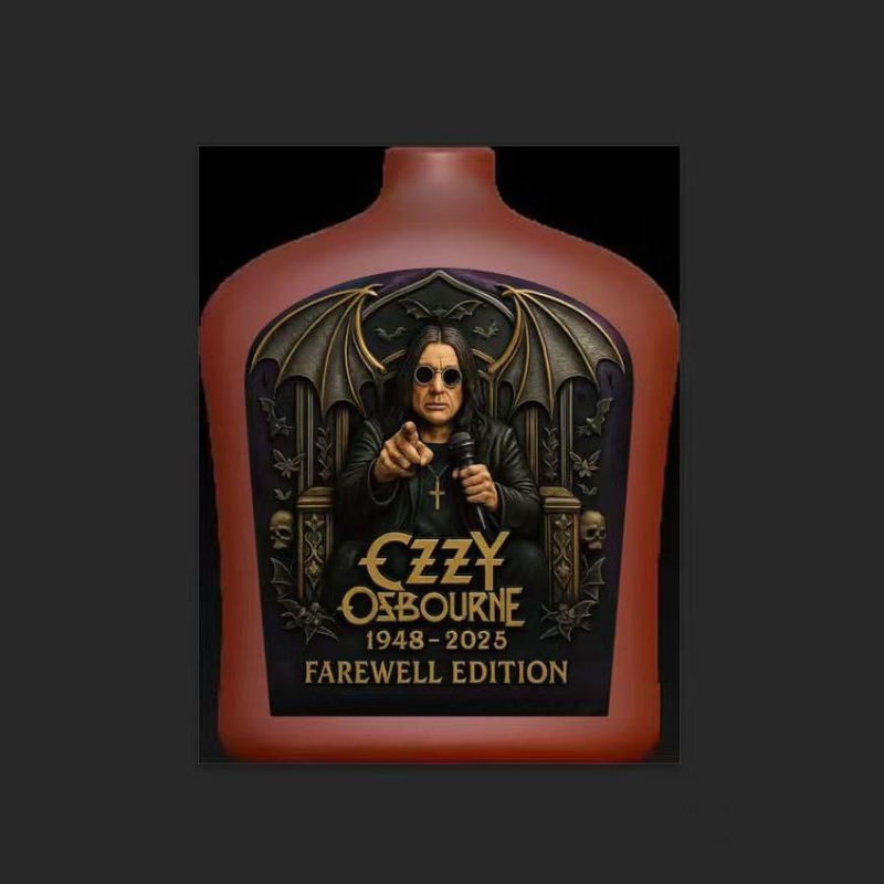 Jie Ozzy Osbourne Zurück zum Anfang Gedenk-Whiskeyflasche aus Glas, Schwarz, 301-400ml - Bild 2