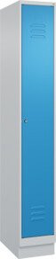 C+P Spind Classic PLUS Spind mit Sockel und 1 Abteil, Farbe Grau/Blau, H x B x T: 195 x 30 x 50 cm, mit Zylinderschloss und 3 Garderobenhaken - Bild 1