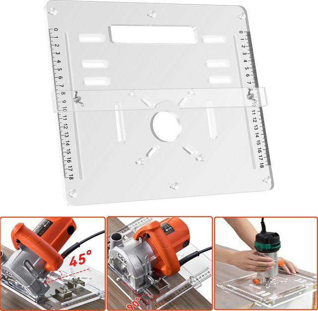 Toorise Acryl Router Tisch Einsatz Platte Transparent für Holzbearbeitung mit verstellbarer Führungsschiene - Bild 1