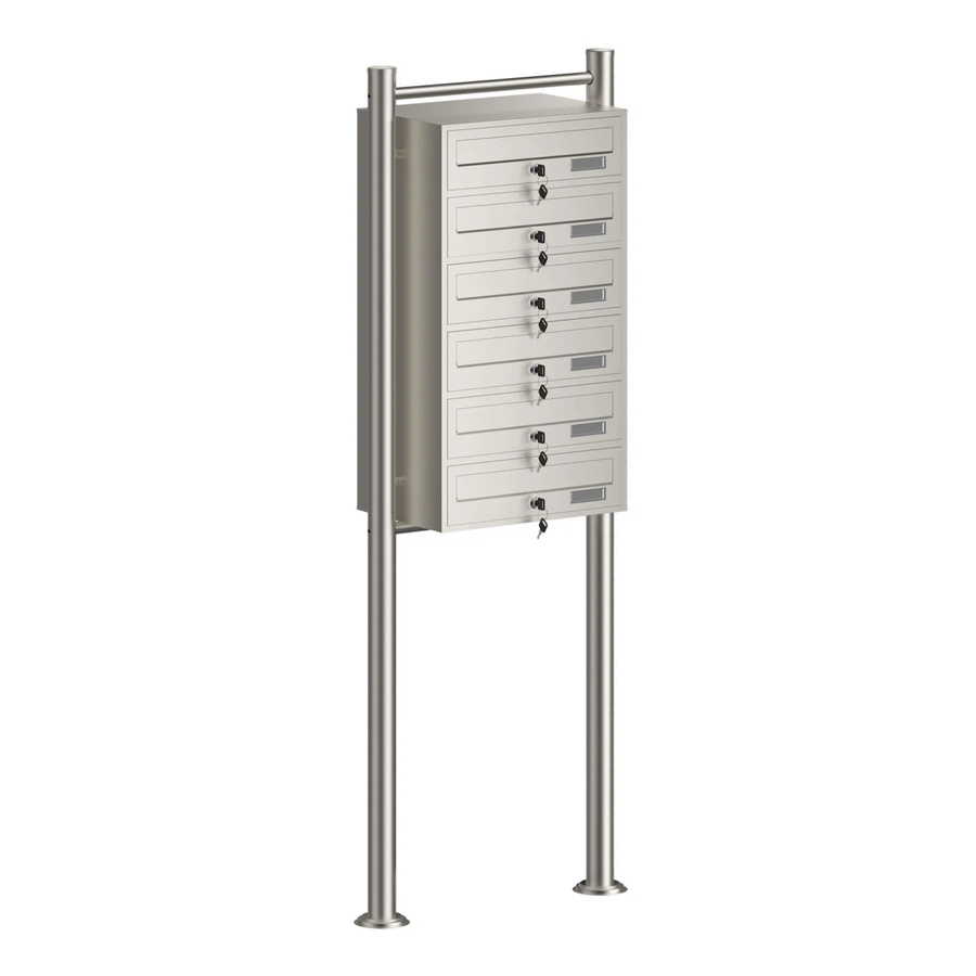 Wiltec Briefkastenanlage aus Edelstahl für 6 Einheiten, Farbe Silber, H x B x T: 150,0 x 55,6 x 27,0 cm - Bild 2
