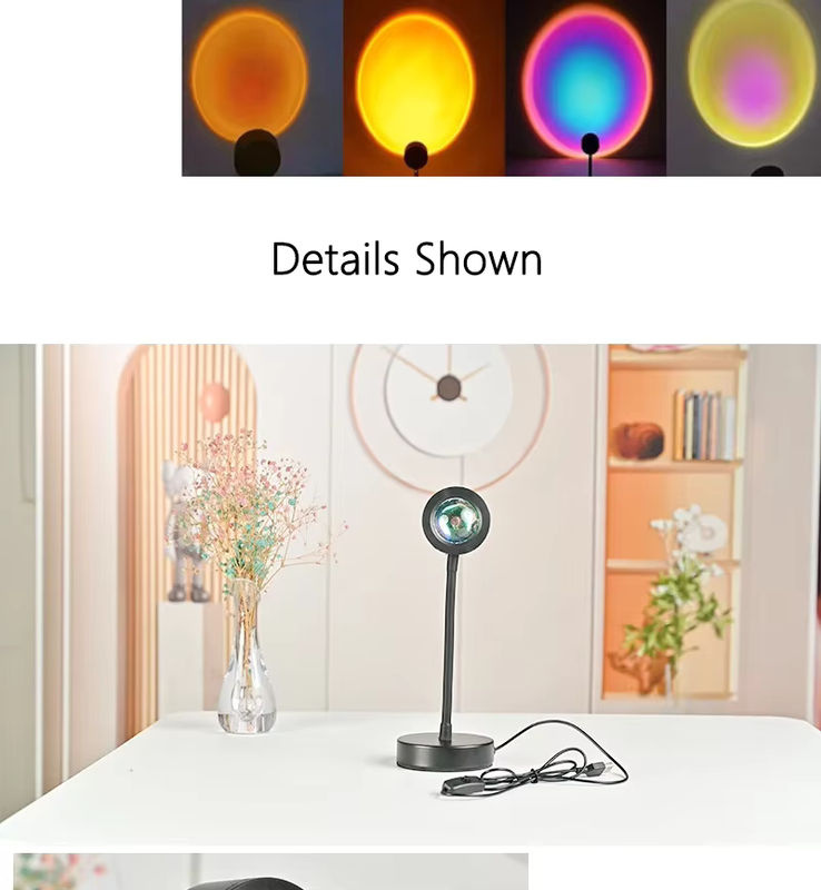 Sonnenuntergangslampe Projektions-LED-Leuchte mit Fernbedienung, 16 Farben und 360 Grad Rotation für Fotos und Nachtlicht - Bild 5