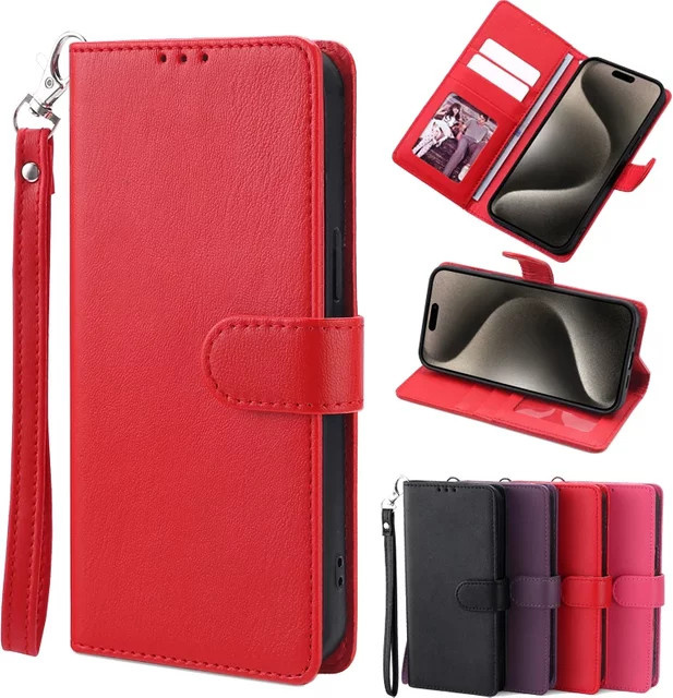 Leder-Handtasche für Samsung Galaxy A8 A9 A9S A10 A10E A10S A11 A12 A13 A14 A15 A20 A20S A20E A21 A21s in Schwarz - Bild 1