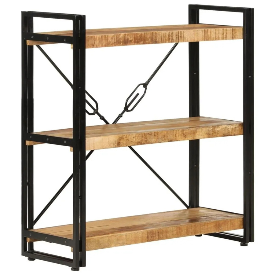 vidaXL Bücherregal mit 3 Fächern aus Massivholz Mango und Eisen, Braun, B/T/H: 77 x 30 x 80 cm - Bild 2