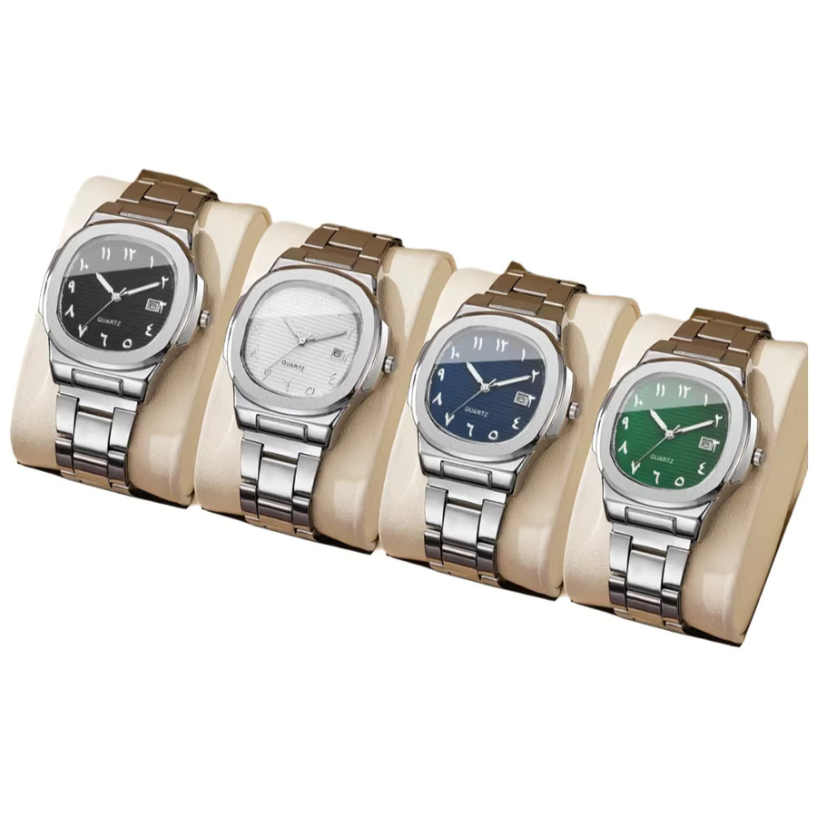 yolako Armbanduhr, Quarz, Edelstahl, eckig, Grün, Silber, Herren - Bild 3