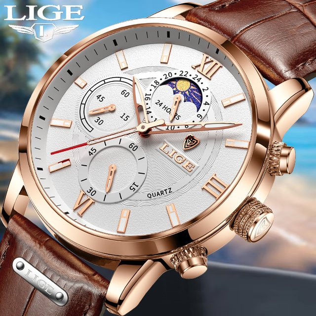 LIGE Chronograph, Leder, Quarz, Herren - Bild 1