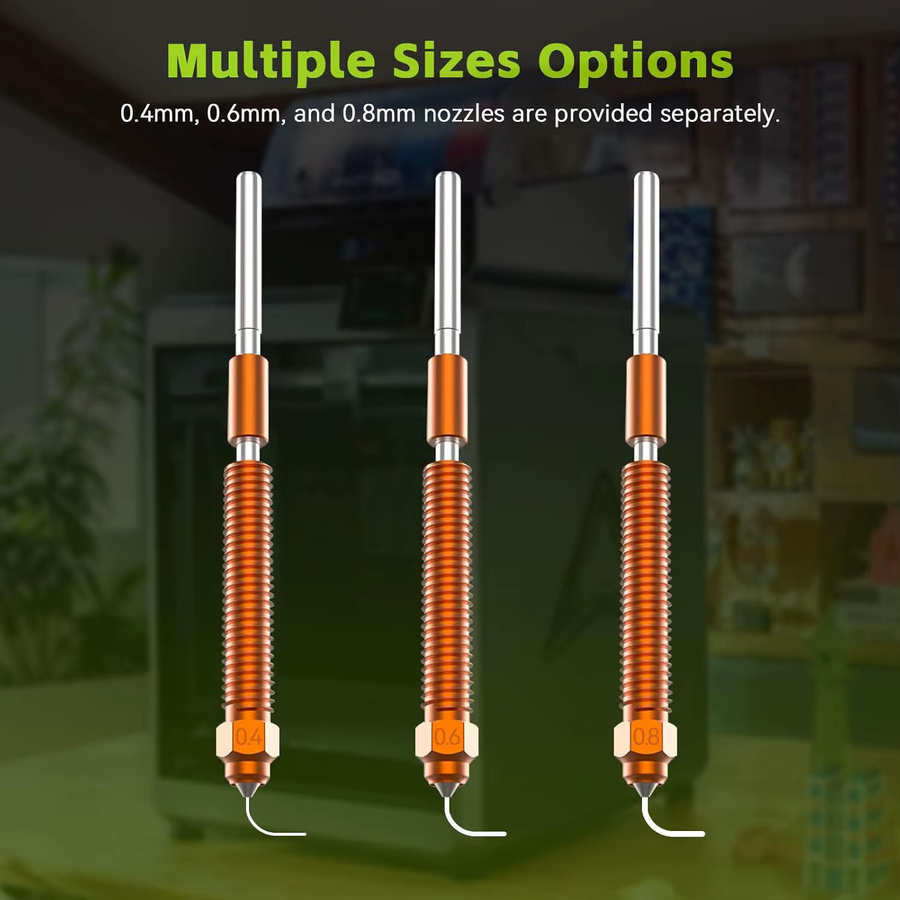 Creality Düsen-Kit aus gehärtetem Stahl für K2 Plus, K2 und K2 Pro, inkl. Werkzeug, Durchmesser: 0,2 mm, 0,4 mm, 0,6 mm, 0,8 mm, 1,0 mm, Farbe: Silber - Bild 2