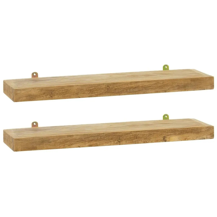 vidaXL Wandregale Set aus Massivholz Teak in Braun, 2 Stück, B/H/T: 60 x 4 x 15 cm - Bild 2