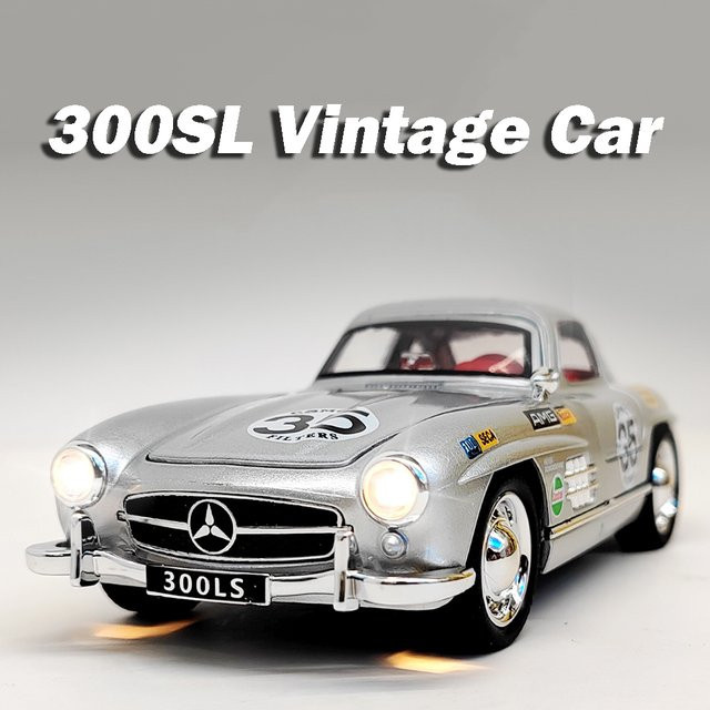 MAKEDA 300SL Oldtimer-Spielzeugmodell, Maßstab 1:32, Metall, Licht, Türen geöffnet - Bild 1