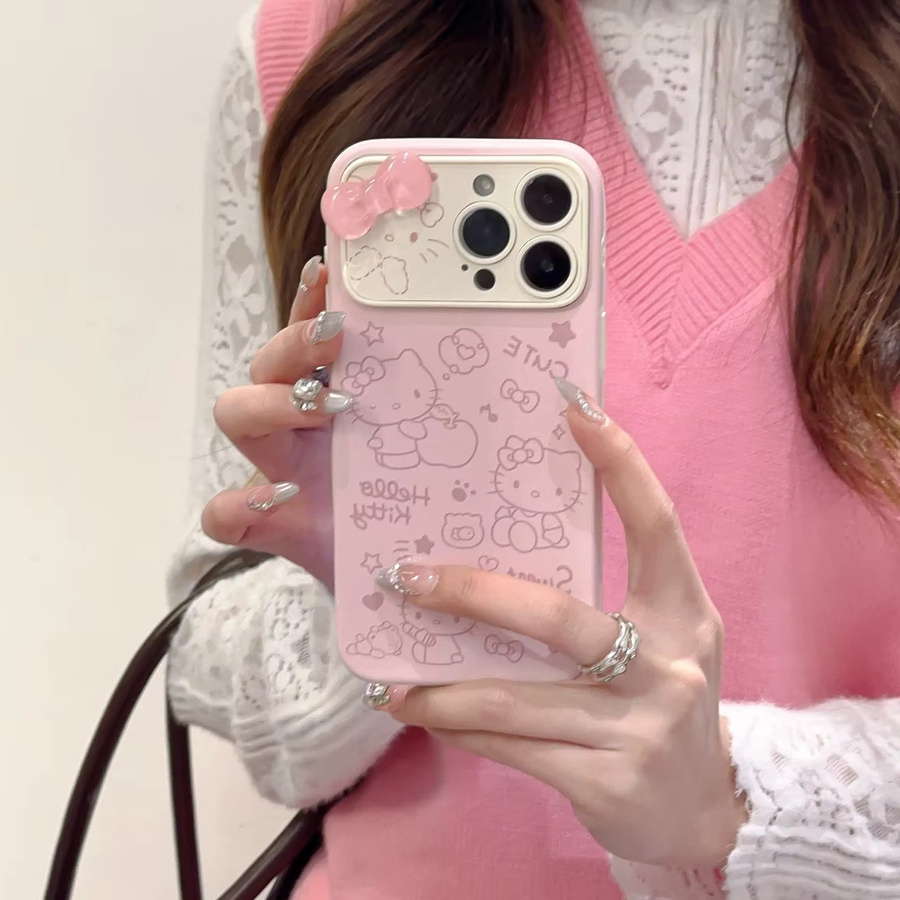 Sanrio Hello Kitty Handyhülle mit 3D-Schleife in Pink für iPhone 15 14 13 12 11 Pro Max, Stoßfeste weiche Schutzhülle mit niedlichem Design - Bild 2