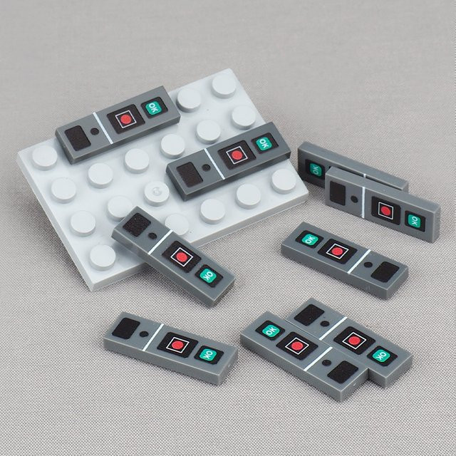 SixBricks MOC 63864 Bedruckte OK-Knopf-Muster Bausteine Mechanische Platte, Zubehör, 10-teiliges Set - Bild 1