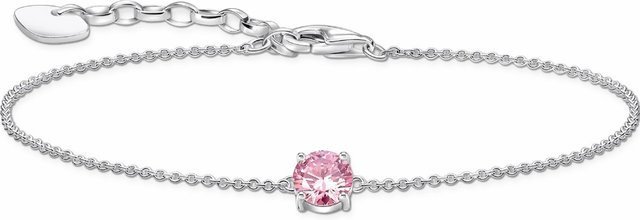 Thomas Sabo Armband, 925 Silber, pinkfarbener Zirkonia-Anhänger, Damen, 16-19 cm - Bild 1