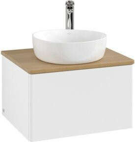 V&B Waschtischunterschrank Antao ohne Frontstruktur, Eiche honigfarben und Weiß lackiert, B: 60 cm, T: 36 cm, H: 50 cm - Bild 1