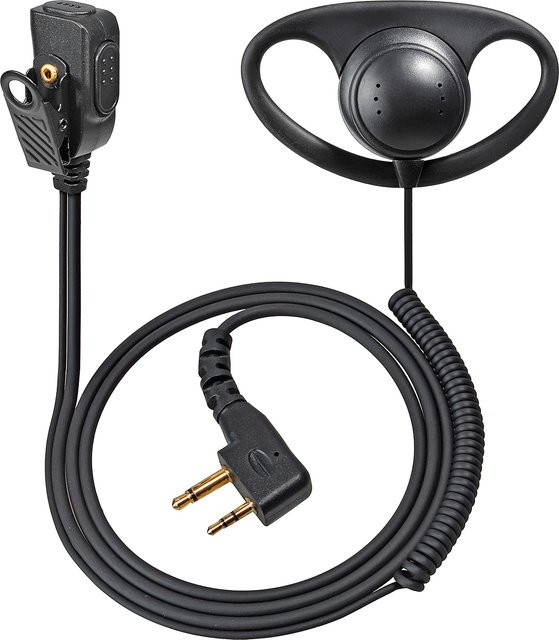 YNIBST Radio-Ohrhörer mit D-förmigem Ohrbügel und PTT-Mikrofon in Schwarz für Midland LXT500VP3 GXT1050VP4 GXT1000XB und Icom IC-V8 V80 V80E - Bild 1