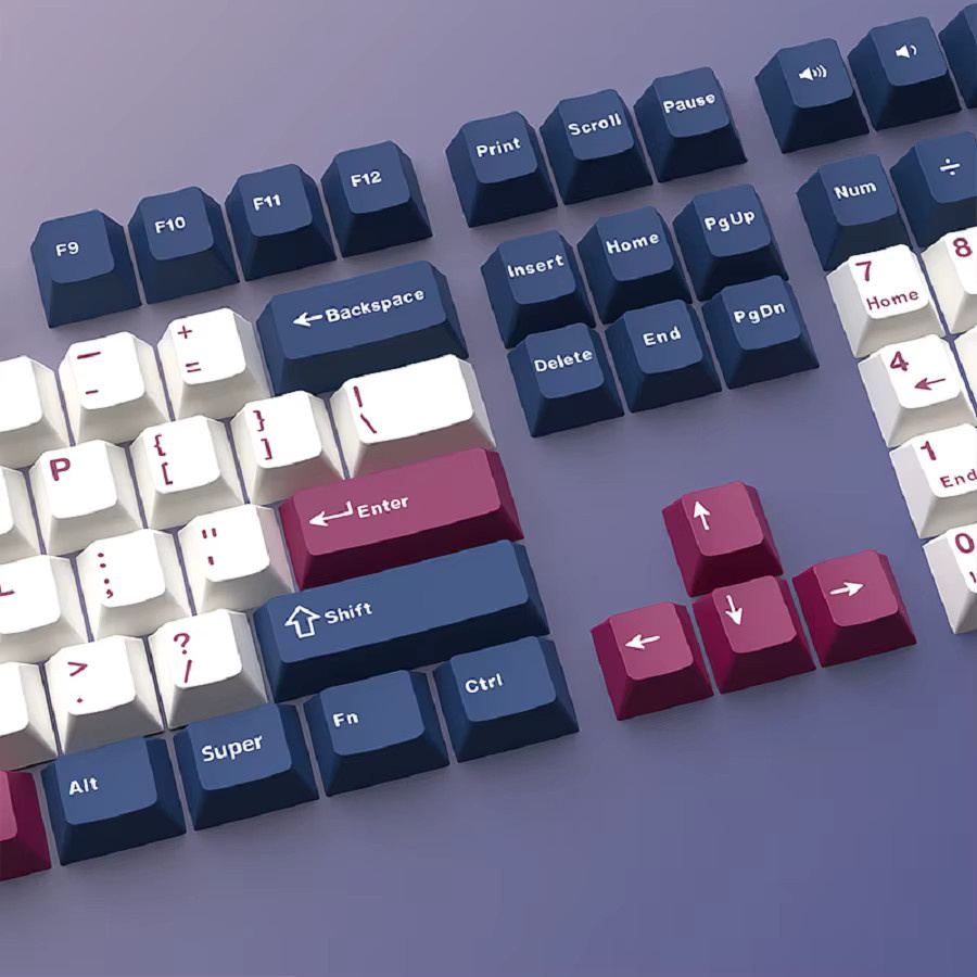 Skyloong Warrior Keycaps Blau-Weiß mit 126 Tasten, Double-Shot PBT Cherry Profile für MX mechanische Tastaturen - Bild 3