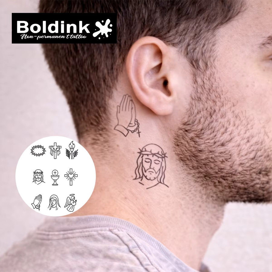 BOLDINK Retro-Kreuz-Tattoo-Aufkleber, Unisex - Bild 2
