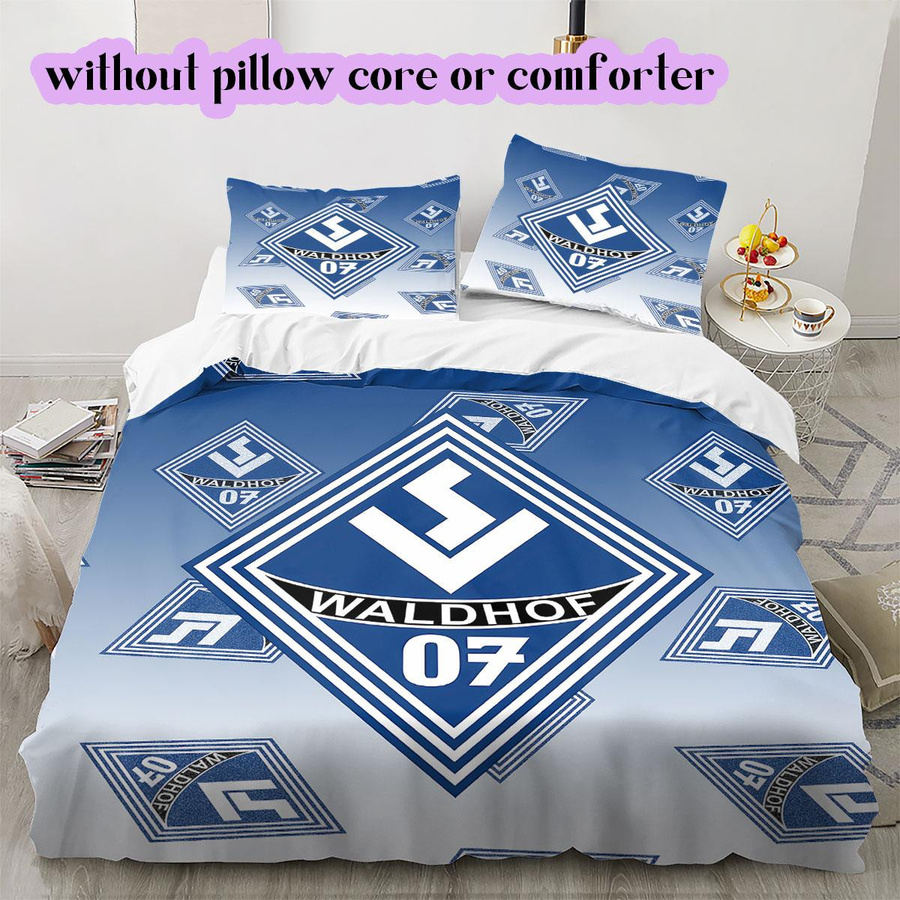 Lalilata Home SV Waldhof Mannheim 07 Muster Bettwäsche Set in Blau und Weiß mit Reißverschluss, 1 Bettbezug und 2 Kissenbezüge, B/H: 155 x 200 cm - Bild 5