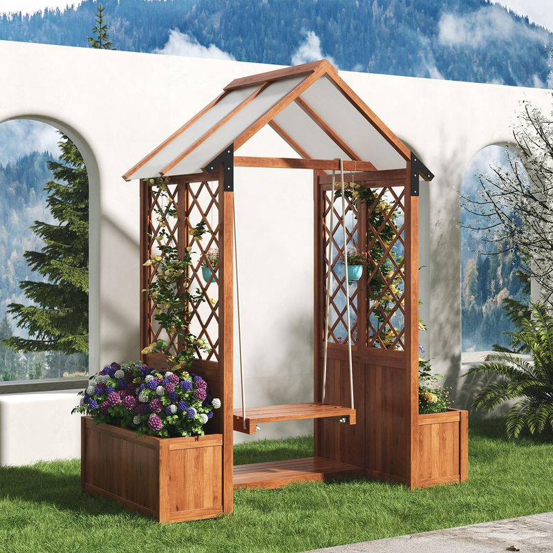 GL Store Pflanzkübel mit Spalier und Schaukel für Kletterpflanzen, Braun, B: 142 cm, T: 70 cm, H: 163 cm - Bild 2