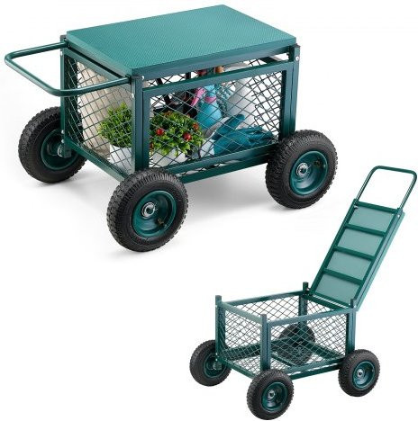 VEVOR Gartenrollsitz aus Metall mit Rädern, Rollbarer Gartensitz für Garten, Terrasse und Hinterhof, B/T/H: 76 x 52 x 44 cm - Bild 1