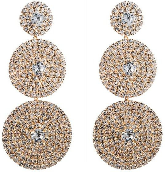 Ohrringe, mehrschichtig, runde Tropfenform, Strass, beige, Damen - Bild 1